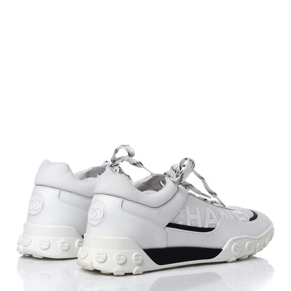 Chanel Calfskin Mesh Lycra Womens Logo Sneakers 39 White 4 of 11