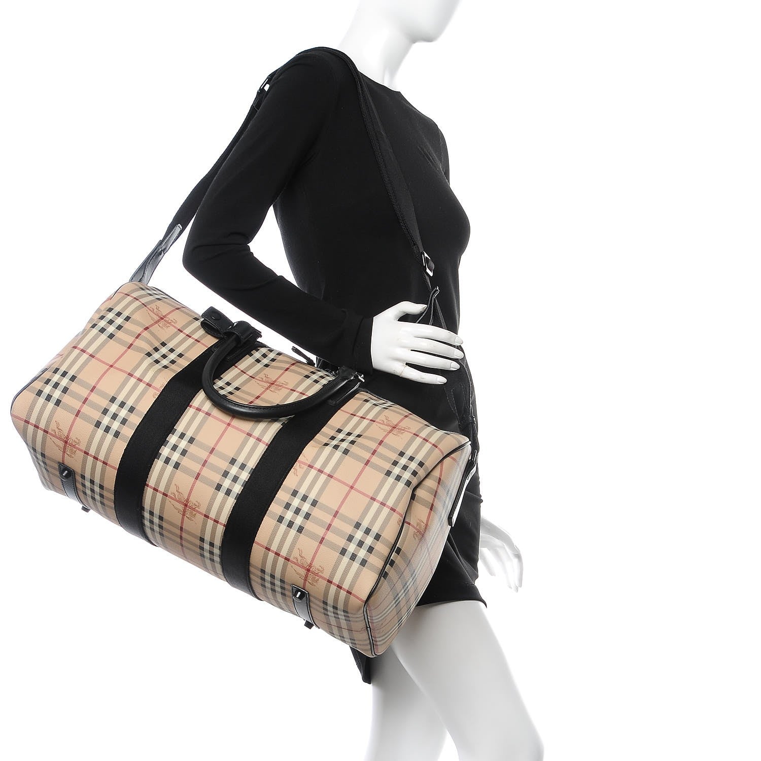Burberry Haymarket Check Duffle Bag Black 3 of 8