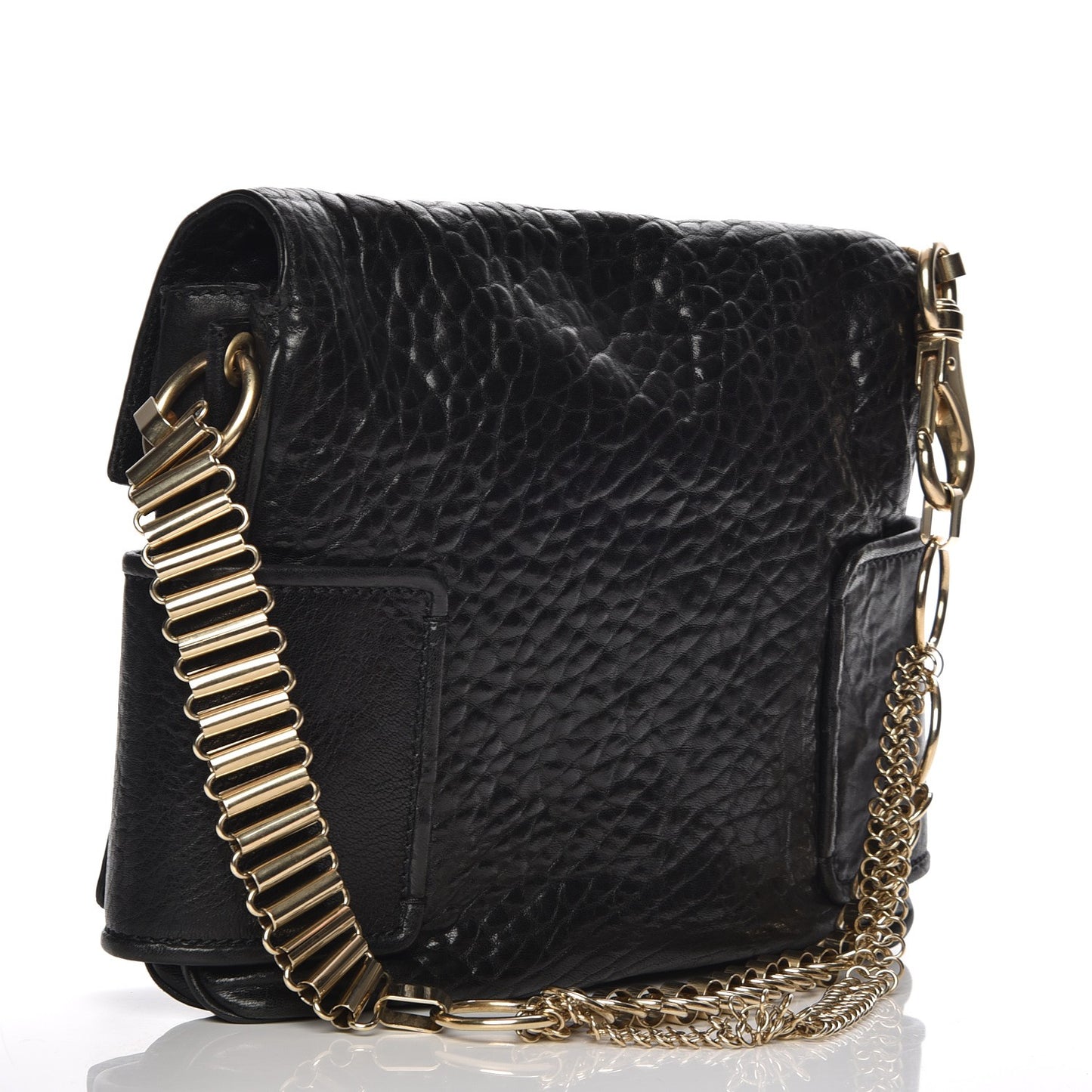 Pebbled Lambskin Melancholia Shoulder Bag Black