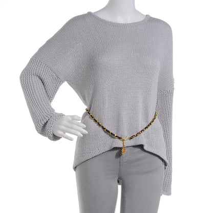 Chanel Leather Gold Chain Link Medallion Belt Black 2 of 5