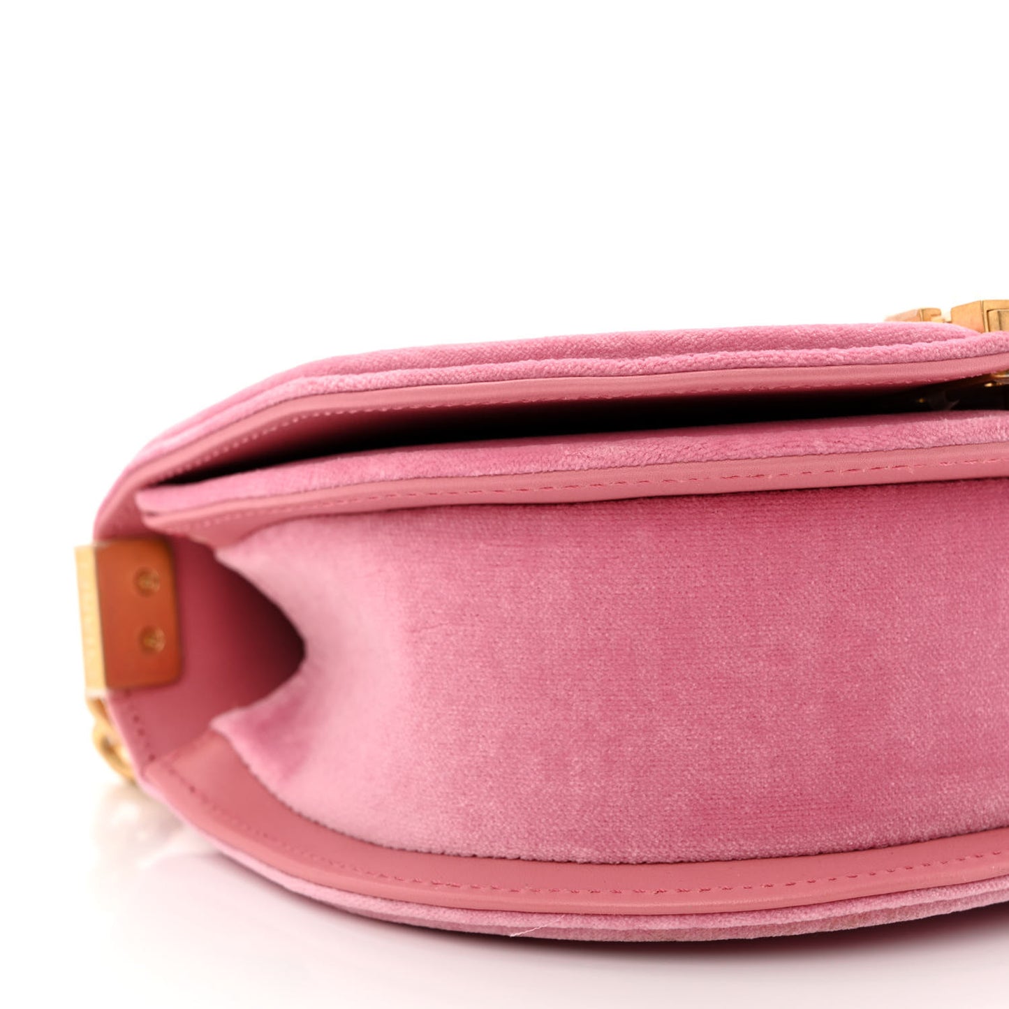 Velvet Quilted Small Boy Messenger Bag Pink