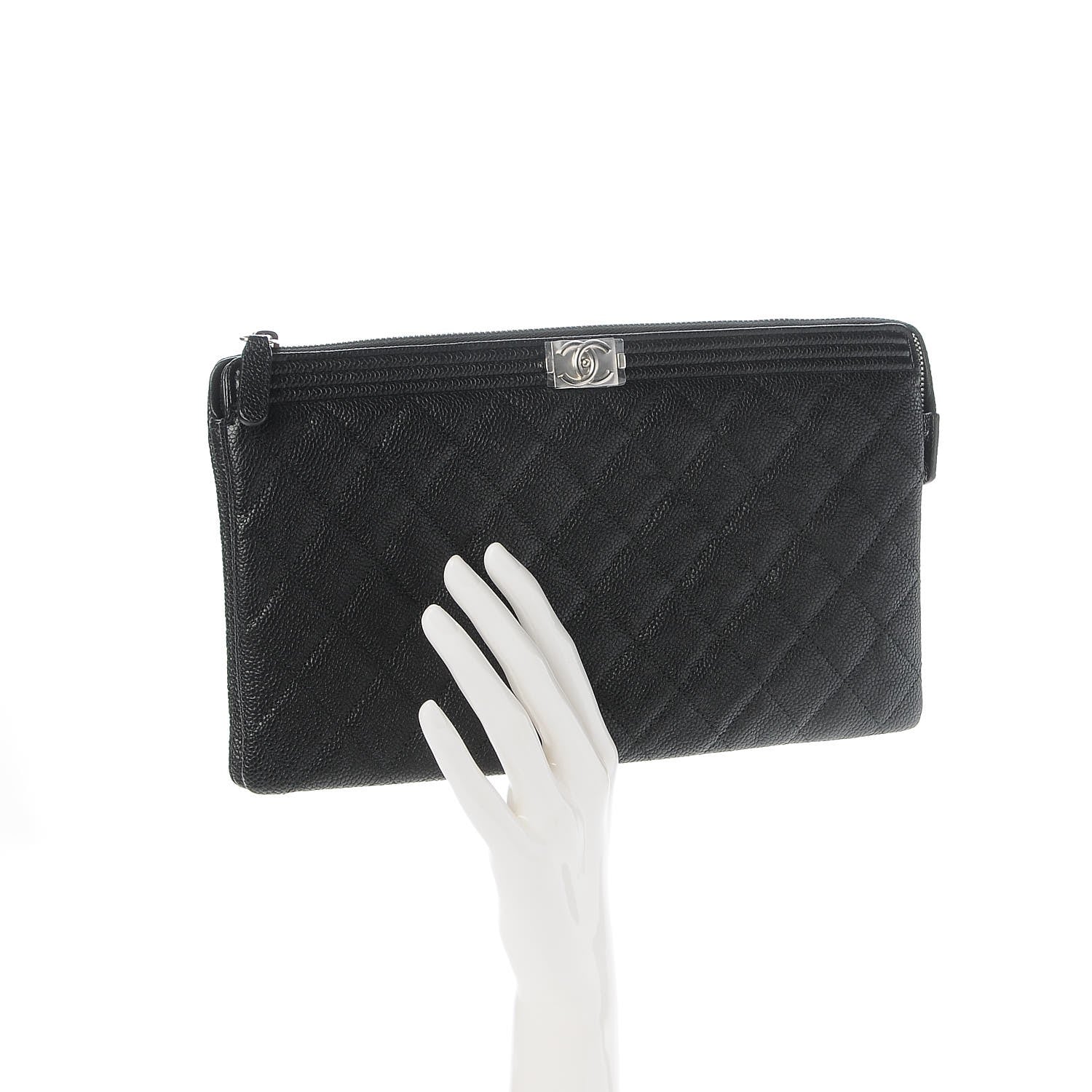 Chanel Caviar Quilted Small Zipped Boy Pouch Black 2 of 9