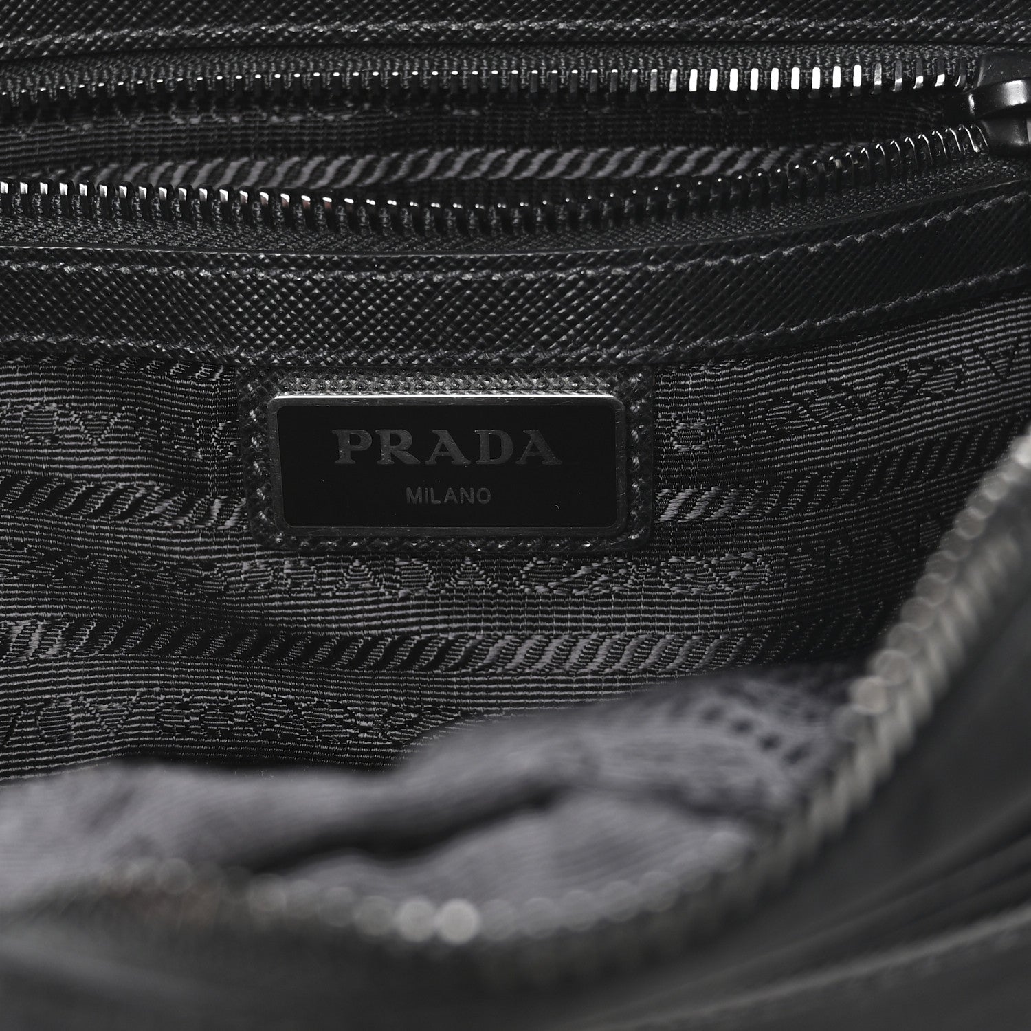 Prada Re-Nylon Vela Saffiano Pocket Double Zip Shoulder Bag Black 6 of 11