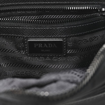 Prada Re-Nylon Vela Saffiano Pocket Double Zip Shoulder Bag Black 6 of 11