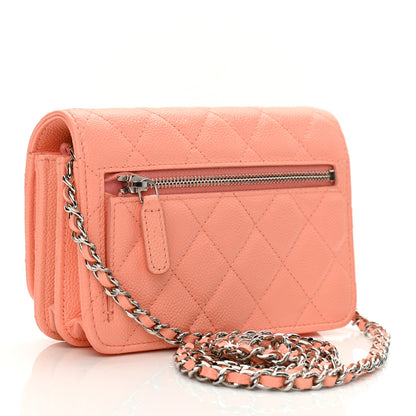 Chanel Caviar Quilted Mini Wallet On Chain WOC Coral 3 of 11