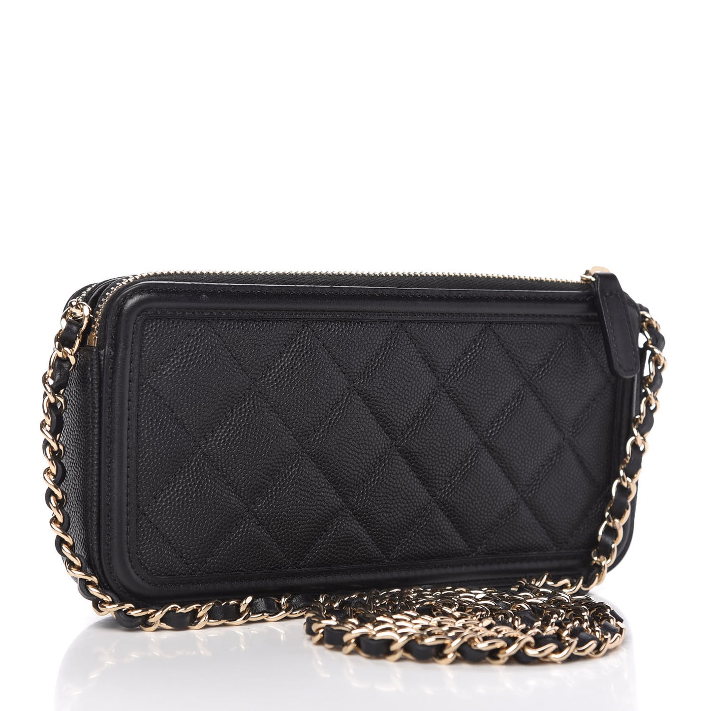 Caviar Quilted CC Filigree Clutch With Chain Black