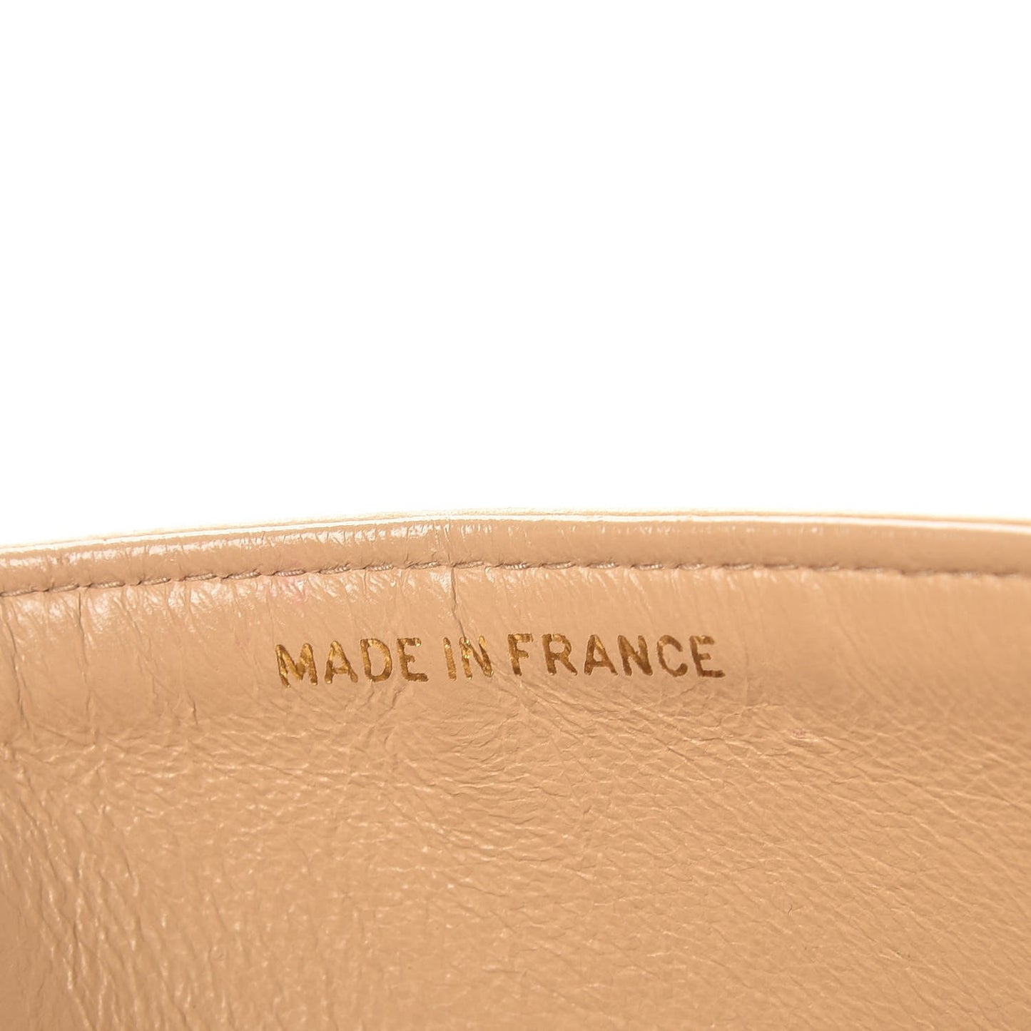 Lambskin Quilted Medium Double Flap Beige