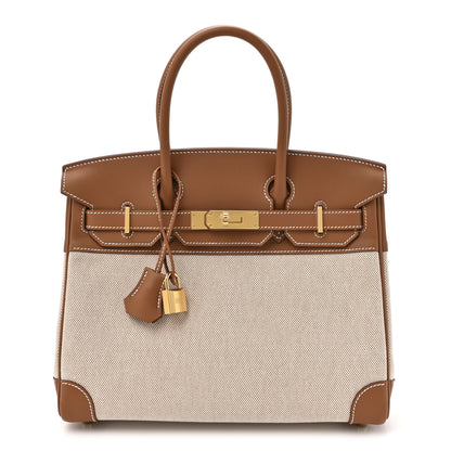 Hermes Toile Swift Birkin 30 Gold 1 of 11