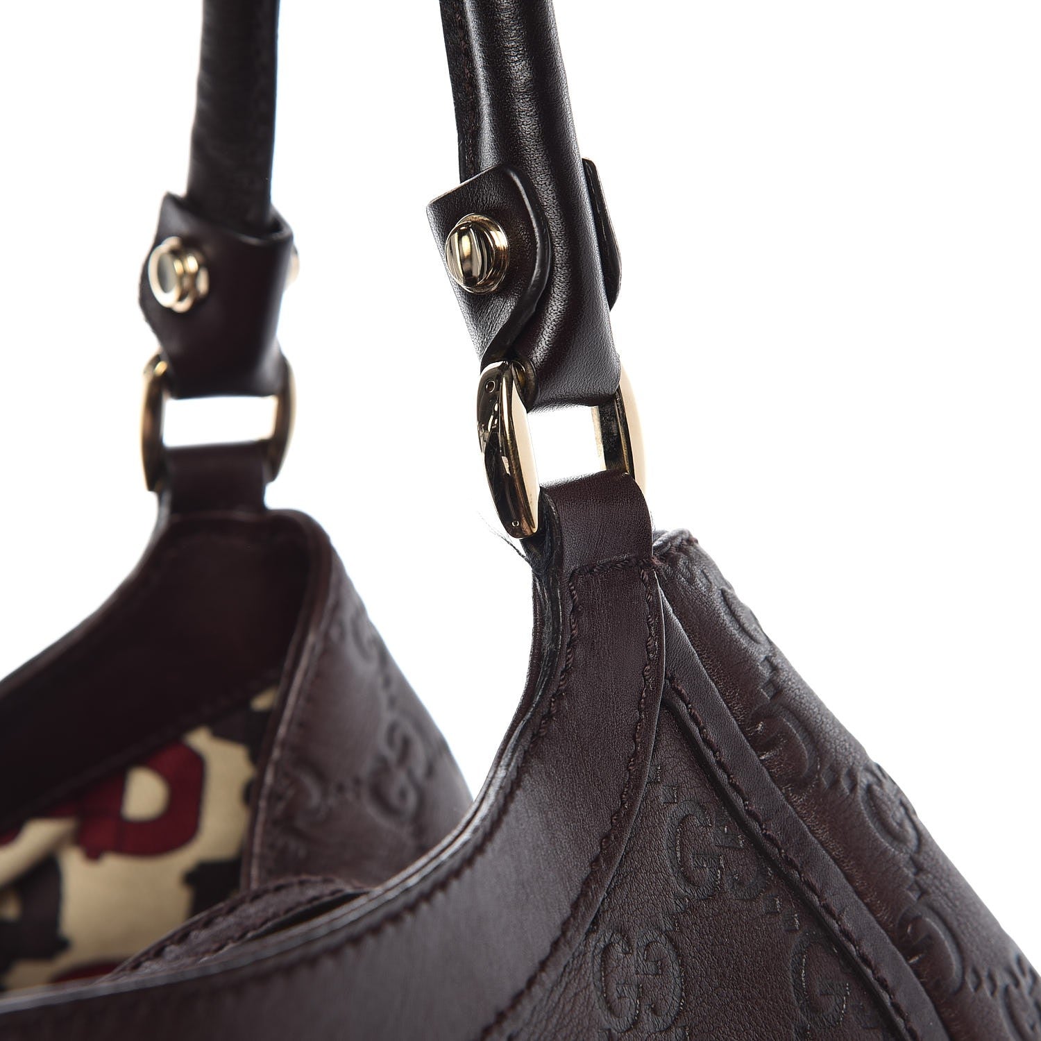 Gucci Guccissima Large D Gold Ring Shoulder Bag Chocolate 11 of 11