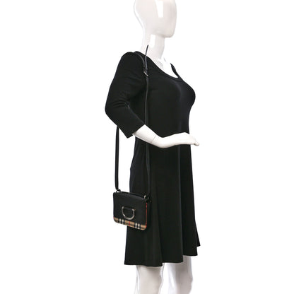 Burberry Goatskin Vintage Check Mini D-Ring Bag Black 2 of 8