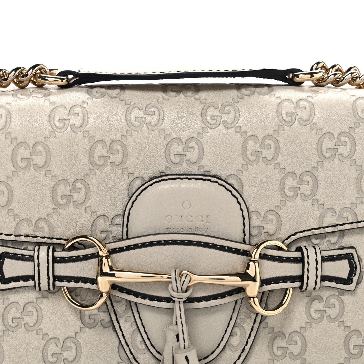 Guccissima Signature Medium Emily Chain Shoulder Bag Mystic White