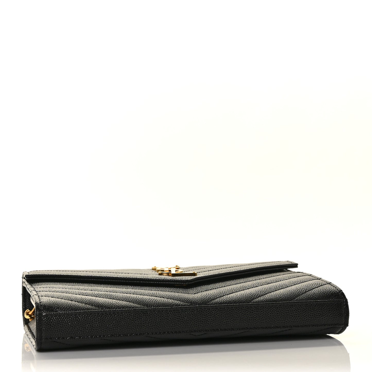 Grain De Poudre Matelasse Chevron Monogram Chain Wallet Black
