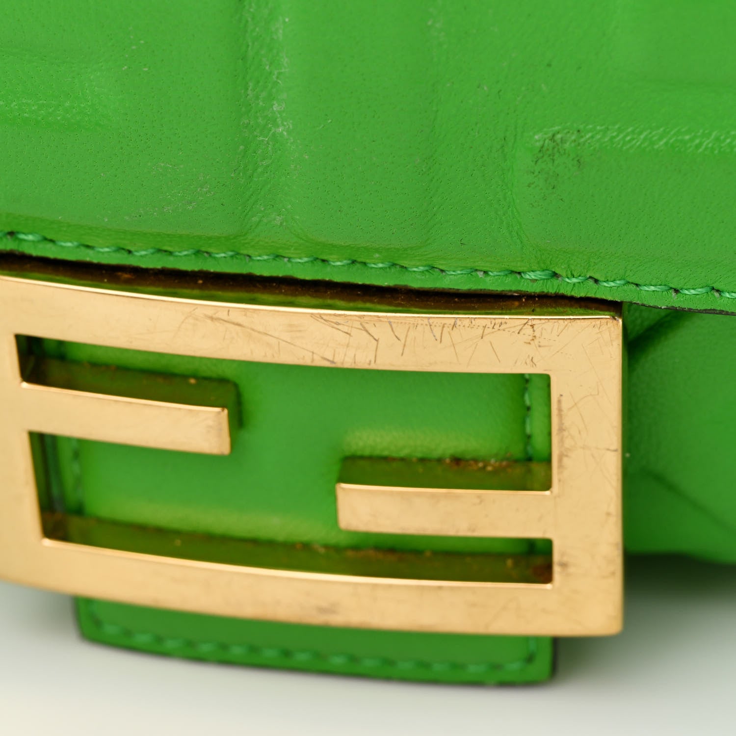 Fendi Nappa FF 1974 Embossed Baguette Tomatillo 15 of 16