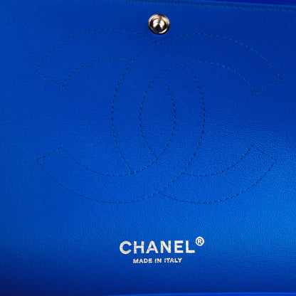 Chanel Caviar Chevron Quilted Jumbo Double Flap Bright Blue 7 of 8