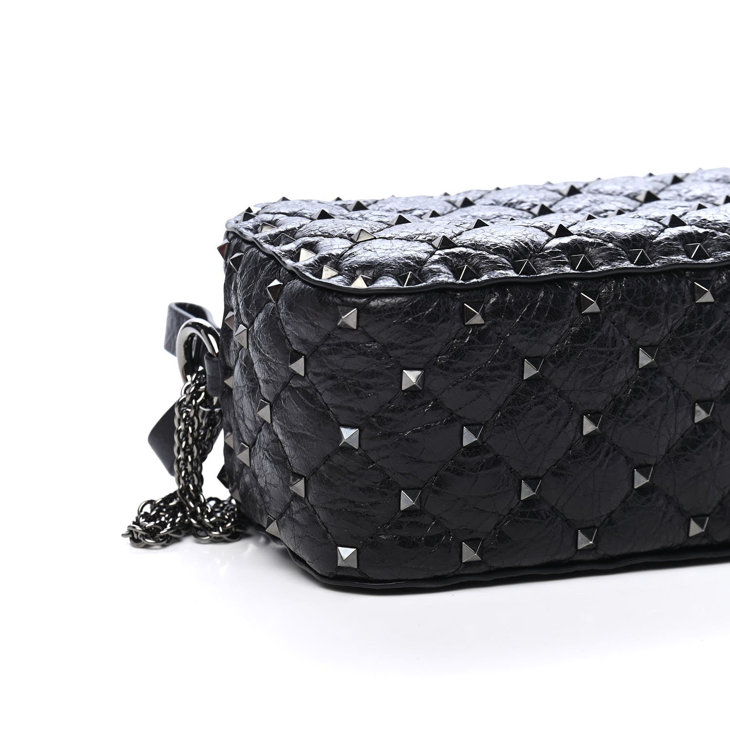 Valentino Garavani Craquele Nappa Rockstud Spike Crossbody Black 7 of 8