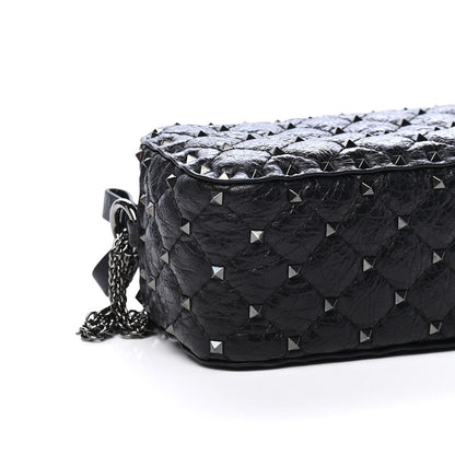 Valentino Garavani Craquele Nappa Rockstud Spike Crossbody Black 7 of 8