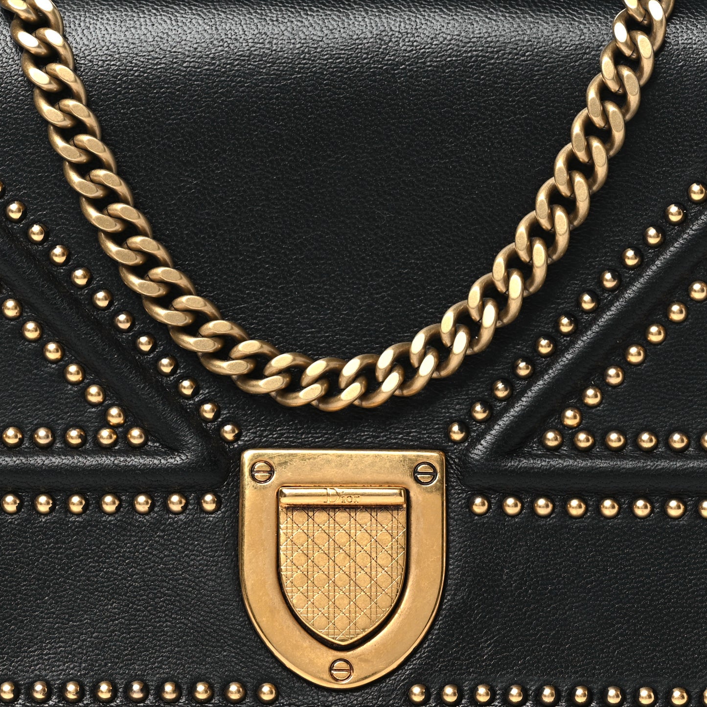 Patent Studded Diorama Flap Bag Black
