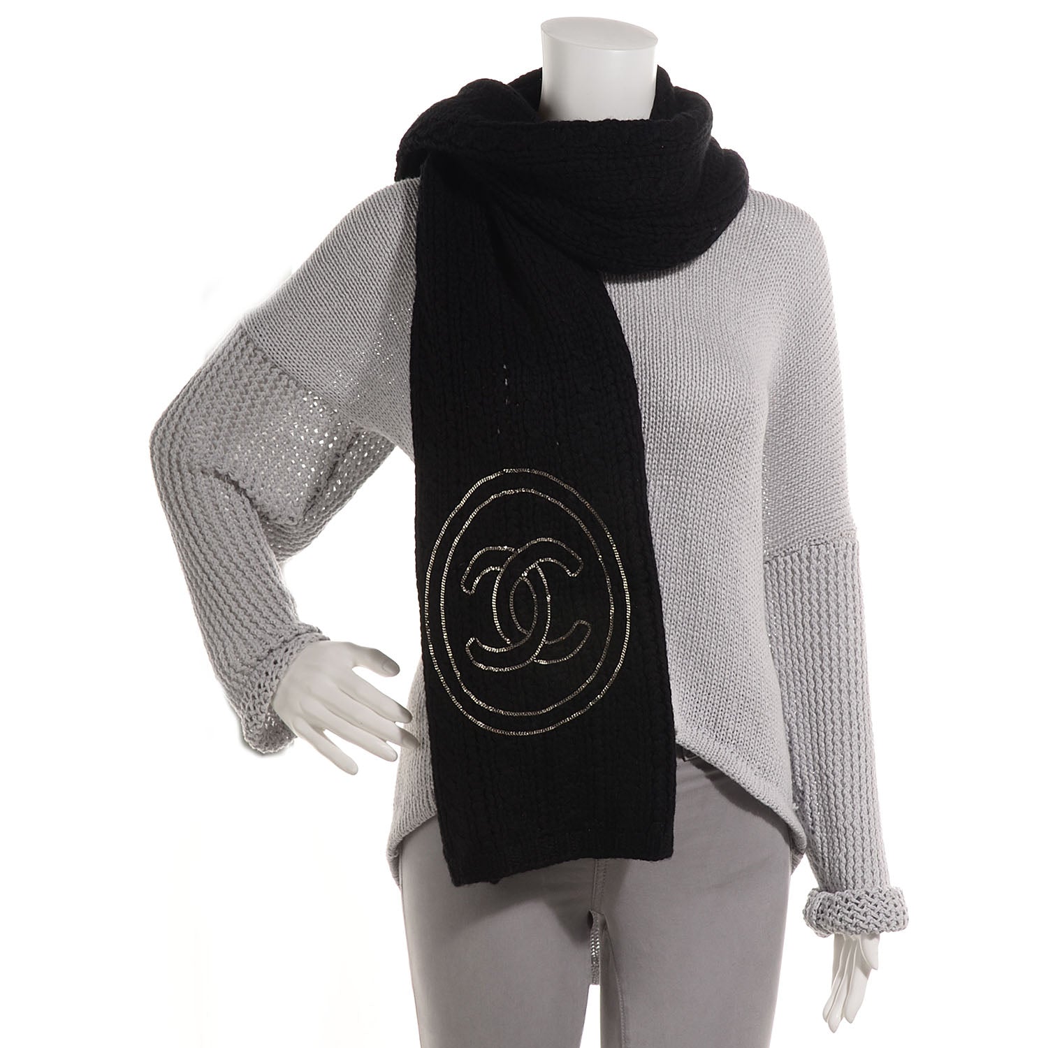 Chanel Cashmere Chain CC Scarf Black 2 of 7