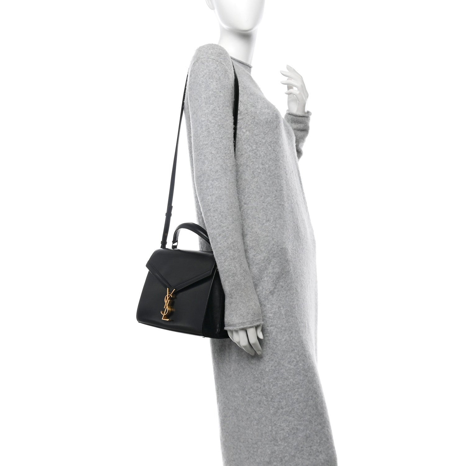 Saint Laurent Smooth Calfskin Medium Classic Monogram Cassandra Top Handle Black Rouge Legion 2 of 14