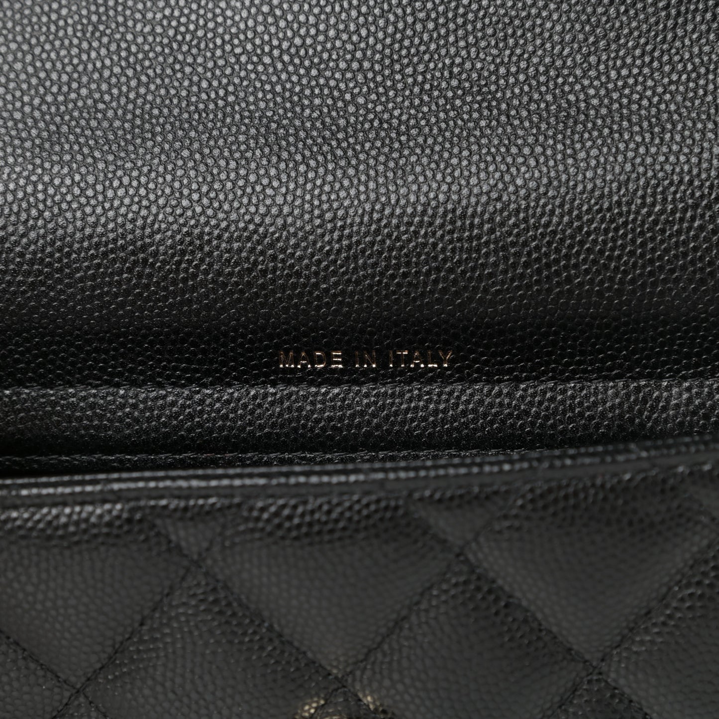 Caviar Quilted Flap Phone Holder With Chain Black