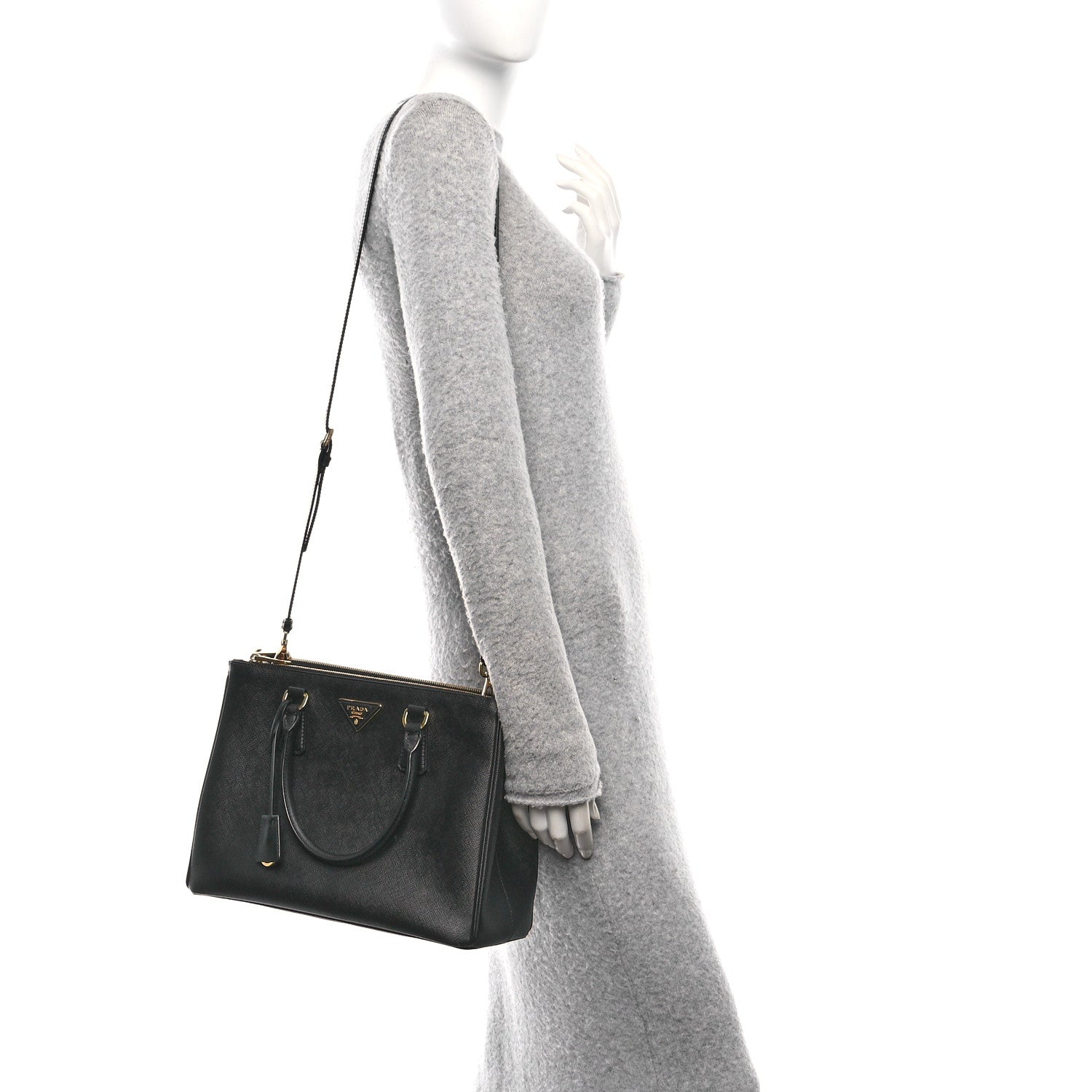 Prada Saffiano Lux Large Galleria Double Zip Tote Black 2 of 9