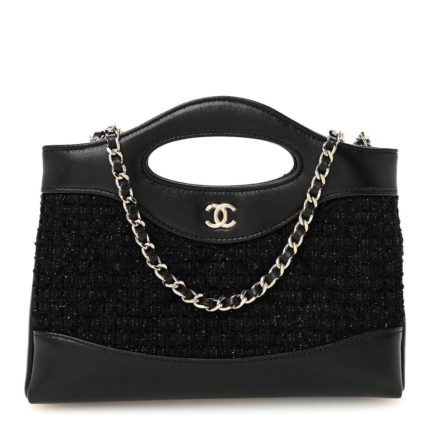 Chanel Tweed Shiny Calfskin Quilted Nano 31 Shopping Bag Black 1 of 10