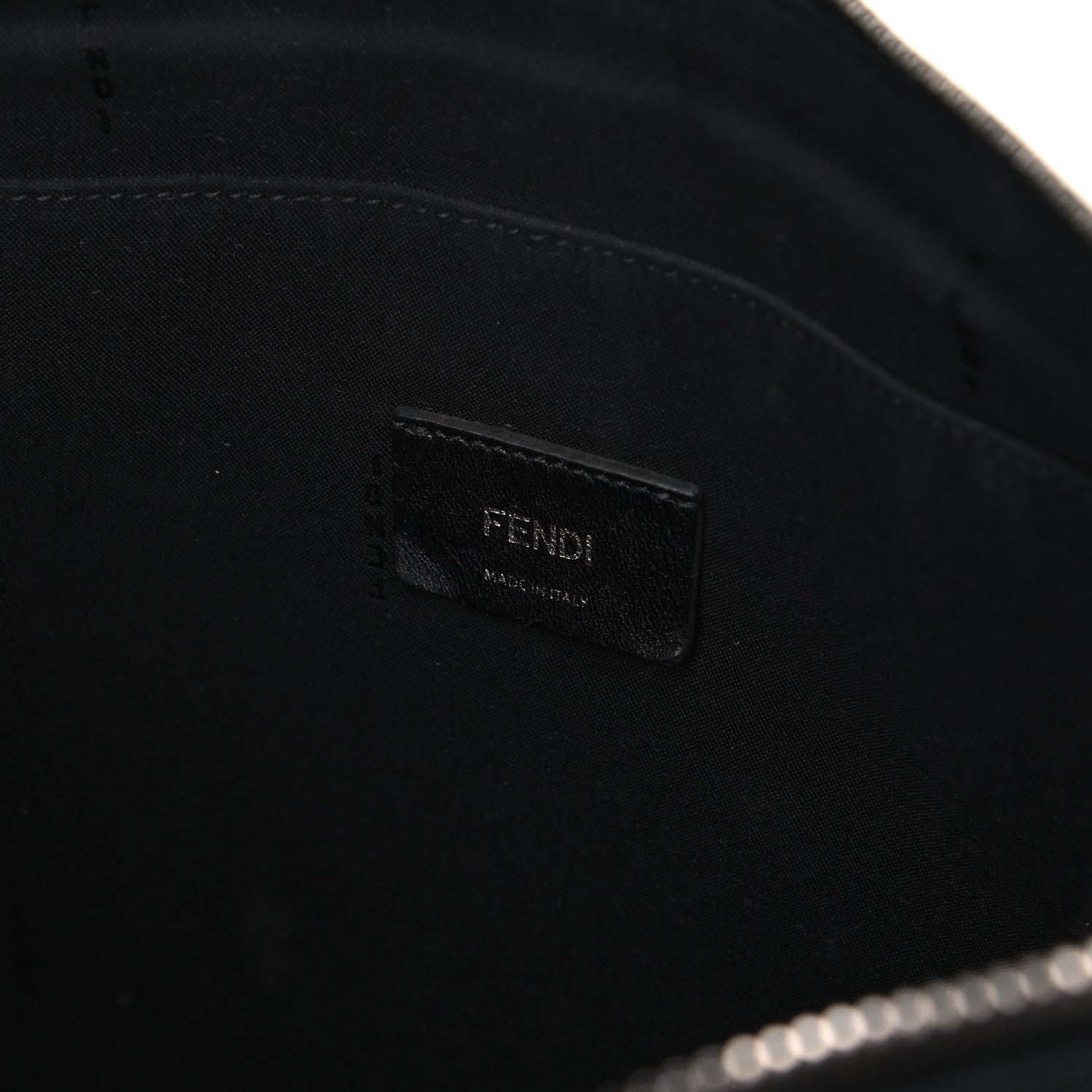 Fendi Canvas Calfskin Crocodile Printed Pouch Clutch Black Multicolor 5 of 12