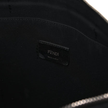 Fendi Canvas Calfskin Crocodile Printed Pouch Clutch Black Multicolor 5 of 12