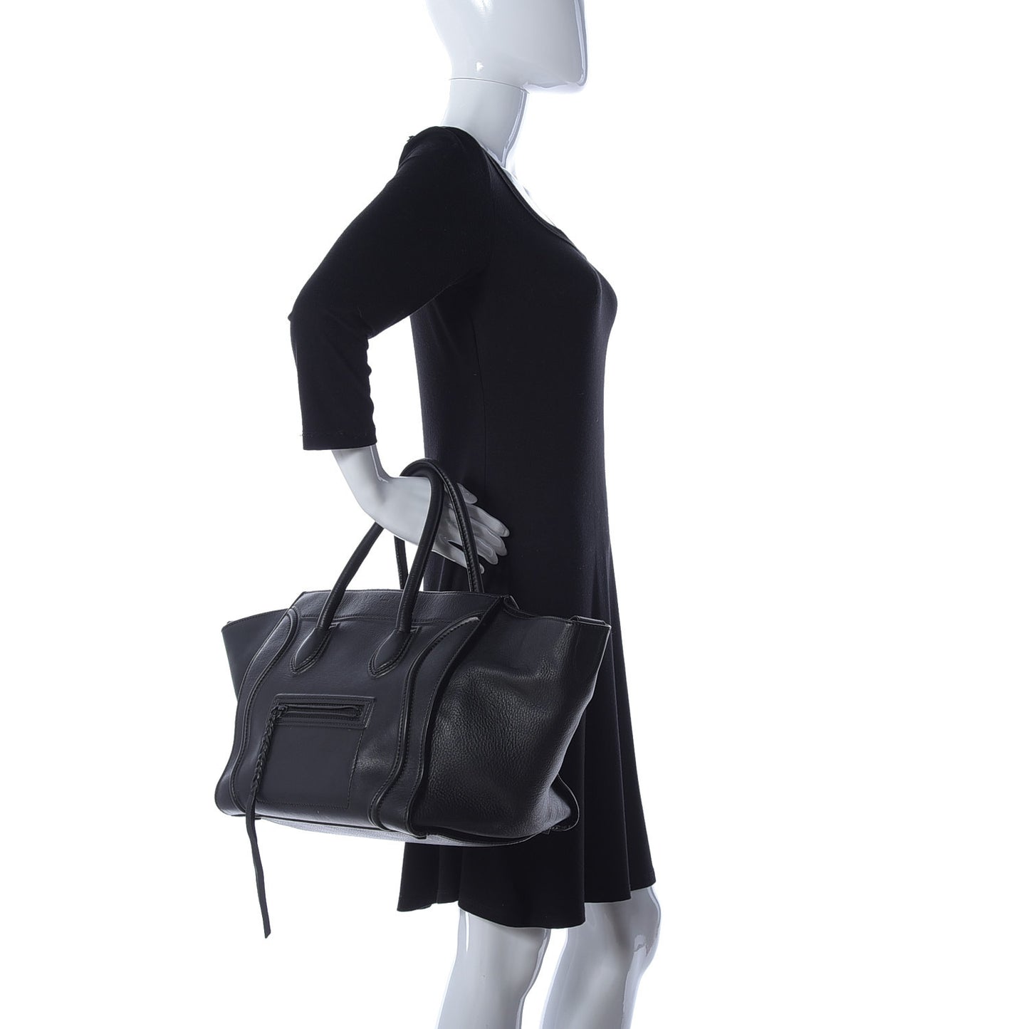 Supple Calfskin Medium Phantom Luggage Black