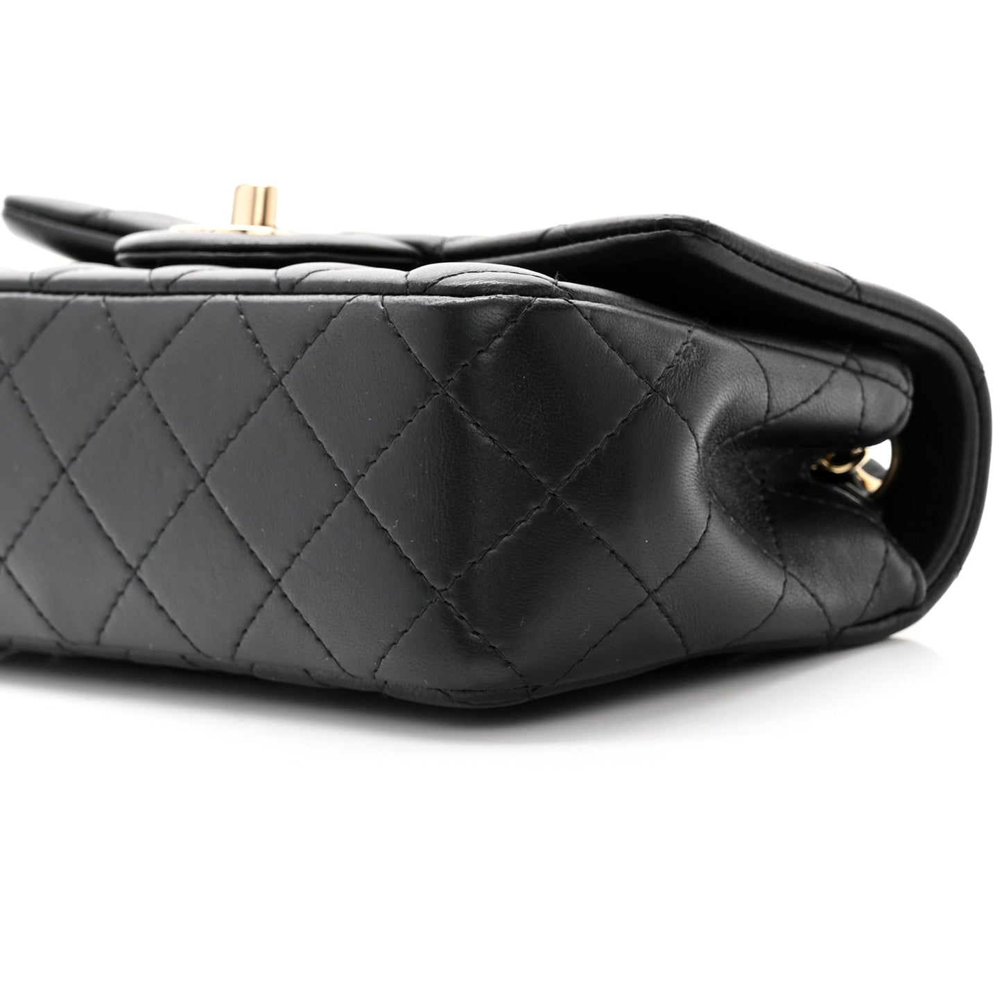 Lambskin Quilted Mini Rectangular Flap Black