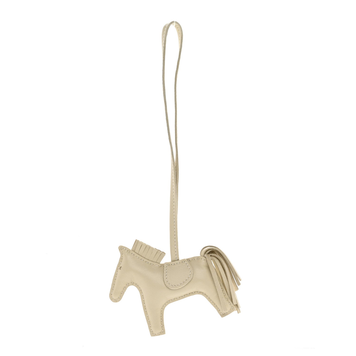 Hermes Milo Lambskin Grigri Rodeo Horse Bag Charm PM Craie 1 of 5
