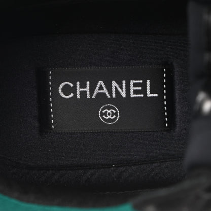 Chanel Fabric Calfskin Suede CC Womens Sneakers 40.5 Black Turquoise Gold 7 of 8
