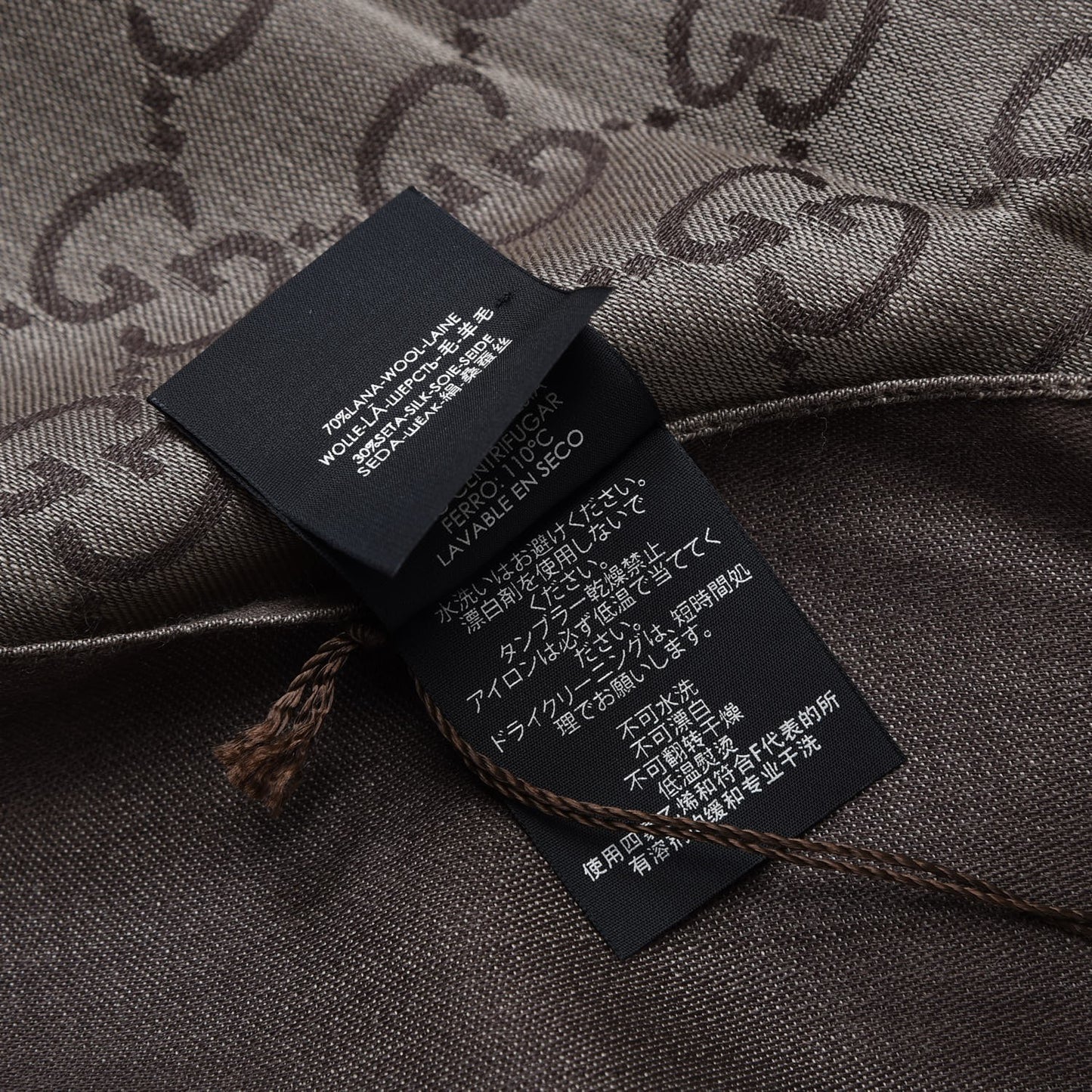 Wool Silk GG Monogram GGNat Scarf Rope Dark Brown