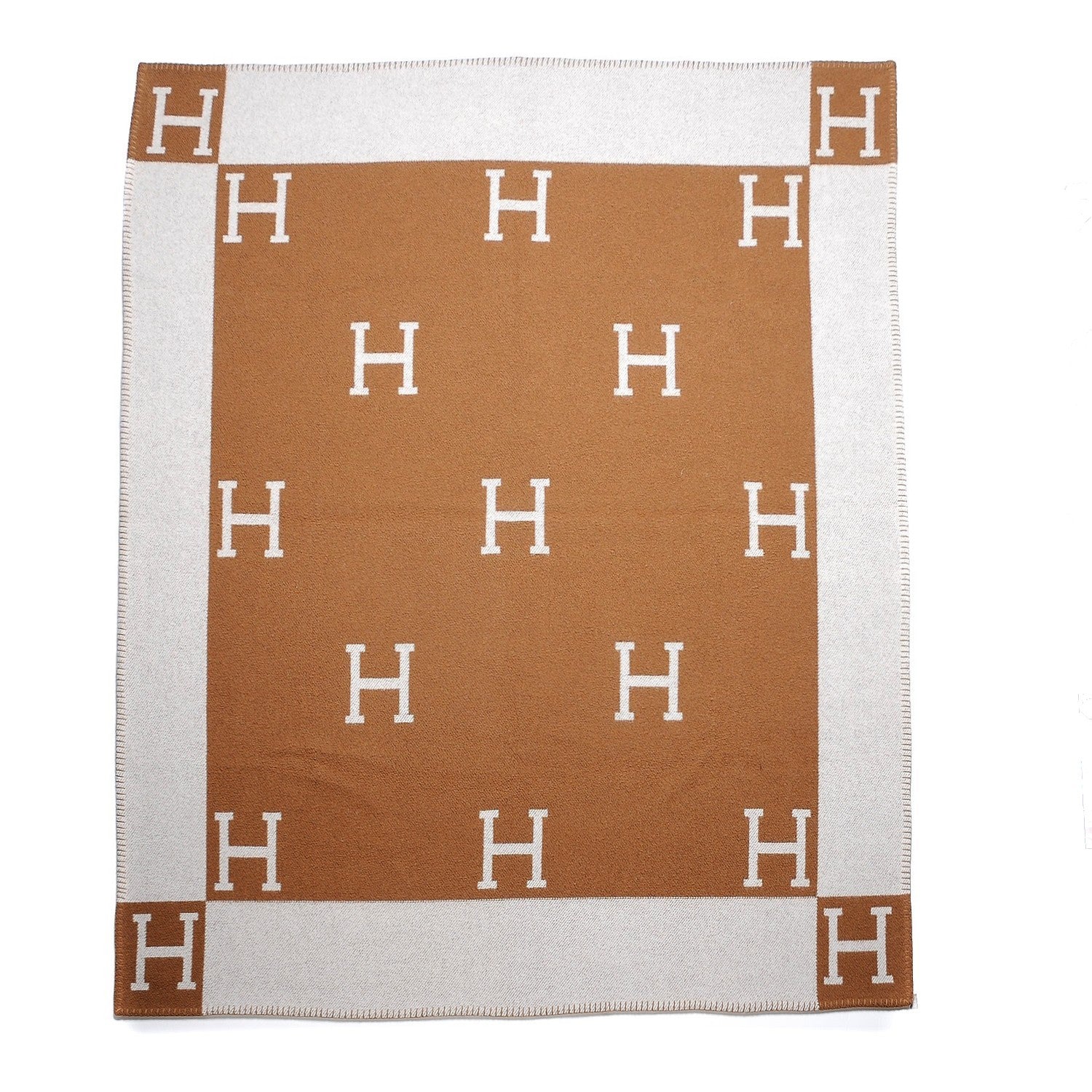 Hermes Wool Cashmere New Classic Avalon Blanket Ecru Camel 3 of 4