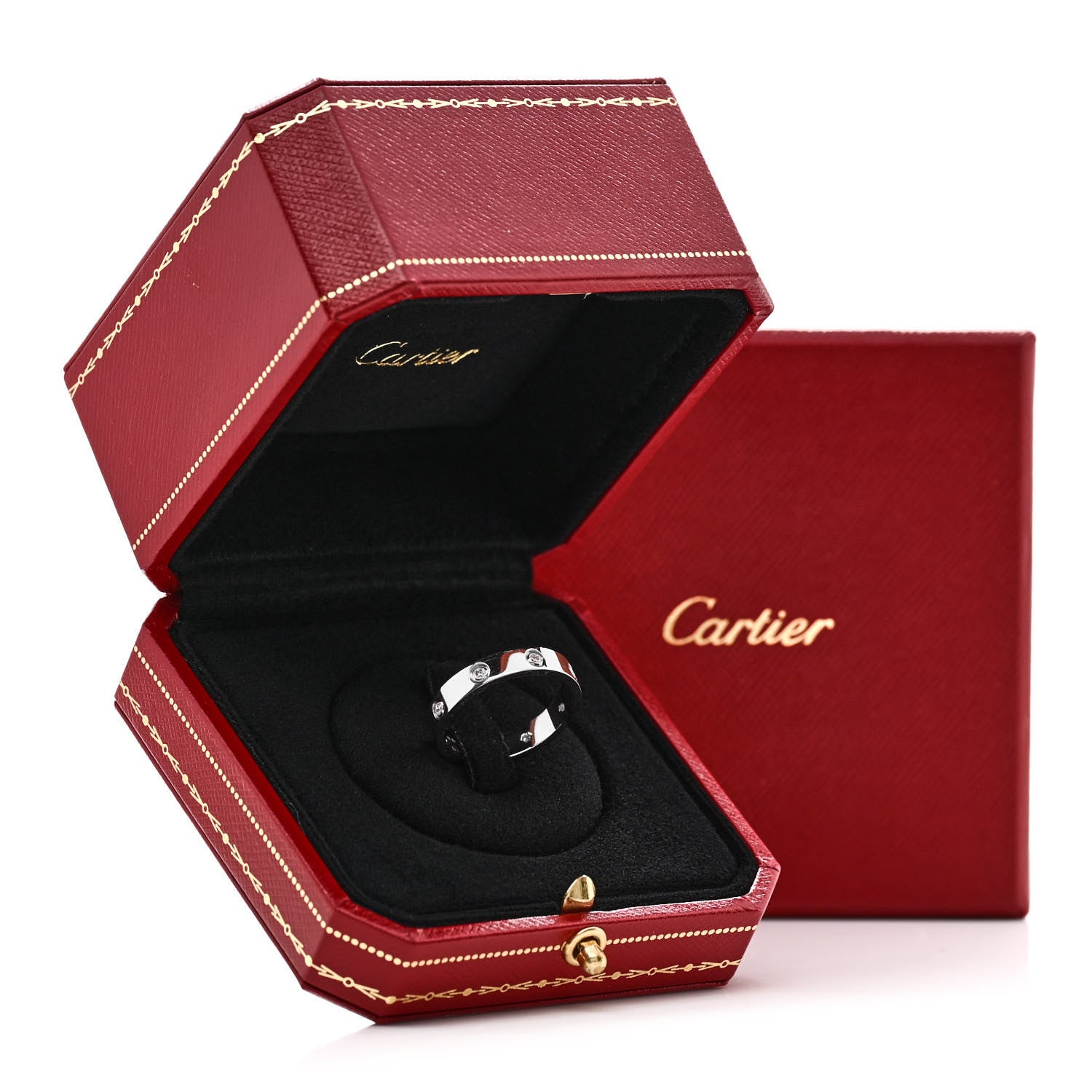 Cartier 18K White Gold 8 Diamond 4mm LOVE Wedding Band Ring 48 4.5 5 of 5