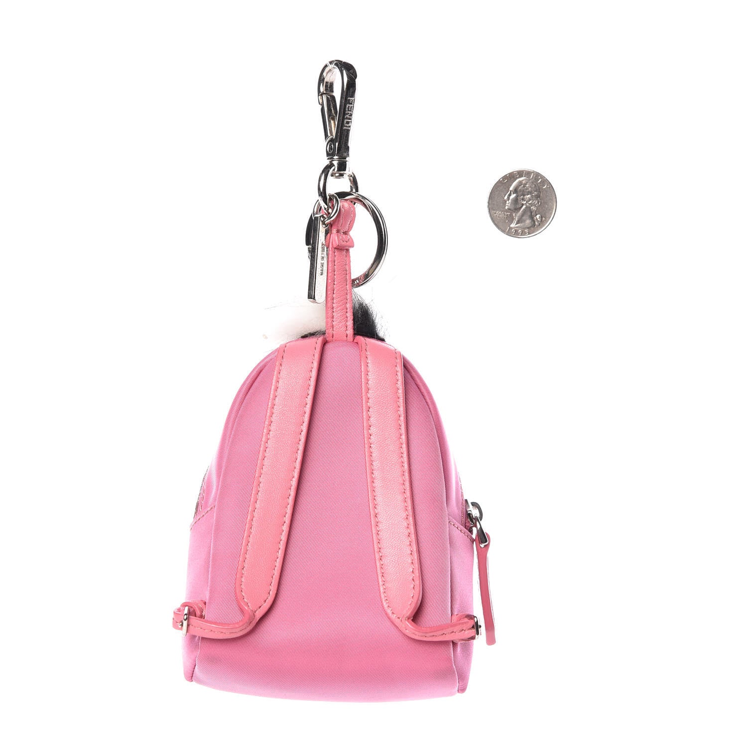 Fendi Nylon Shiny Nappa Nutria Fox Fur Monster Eyes Mini Backpack Charm Lollypop Rosa Fluo Multicolor 2 of 6