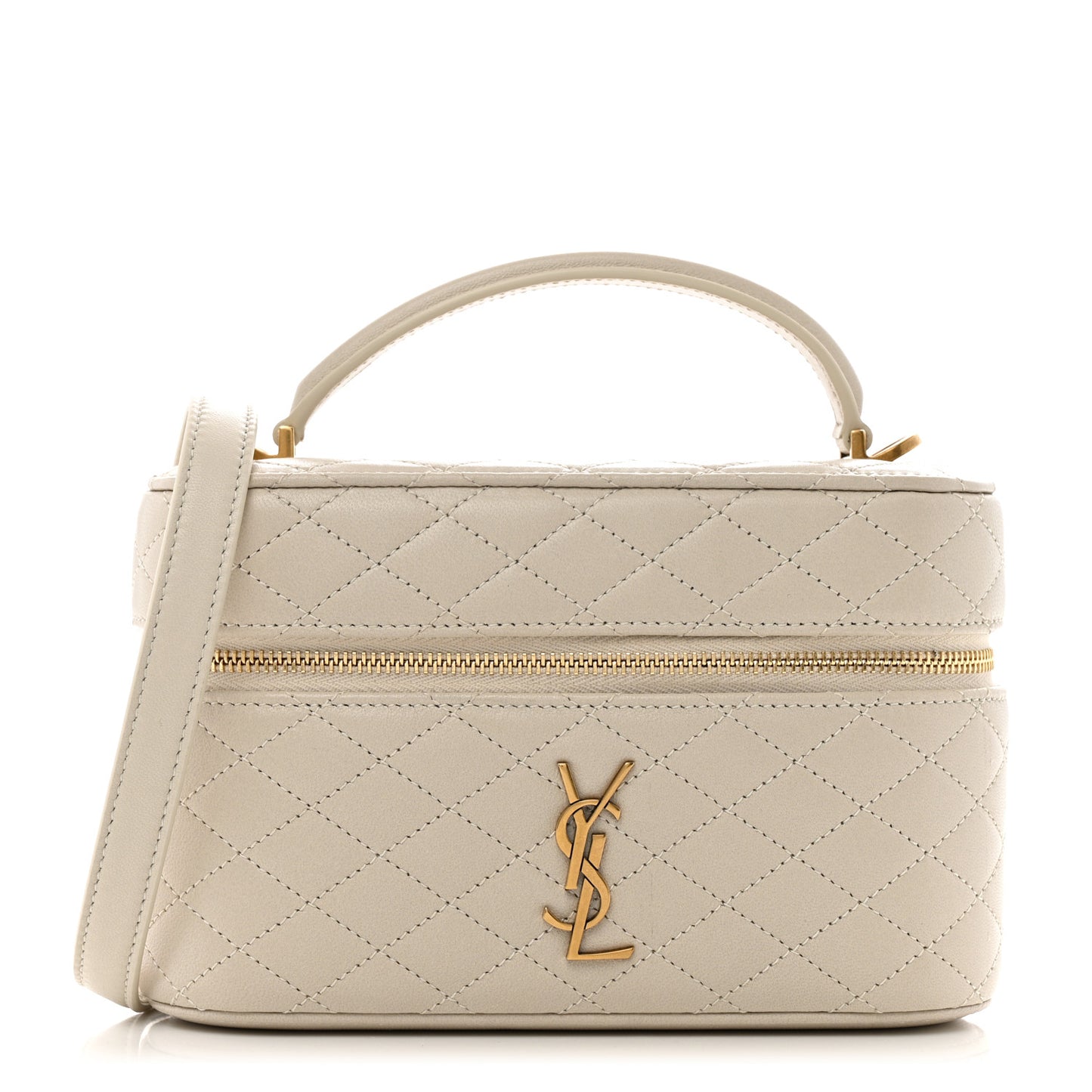 Lambskin Quilted Mini Gaby Vanity Case Crema Soft