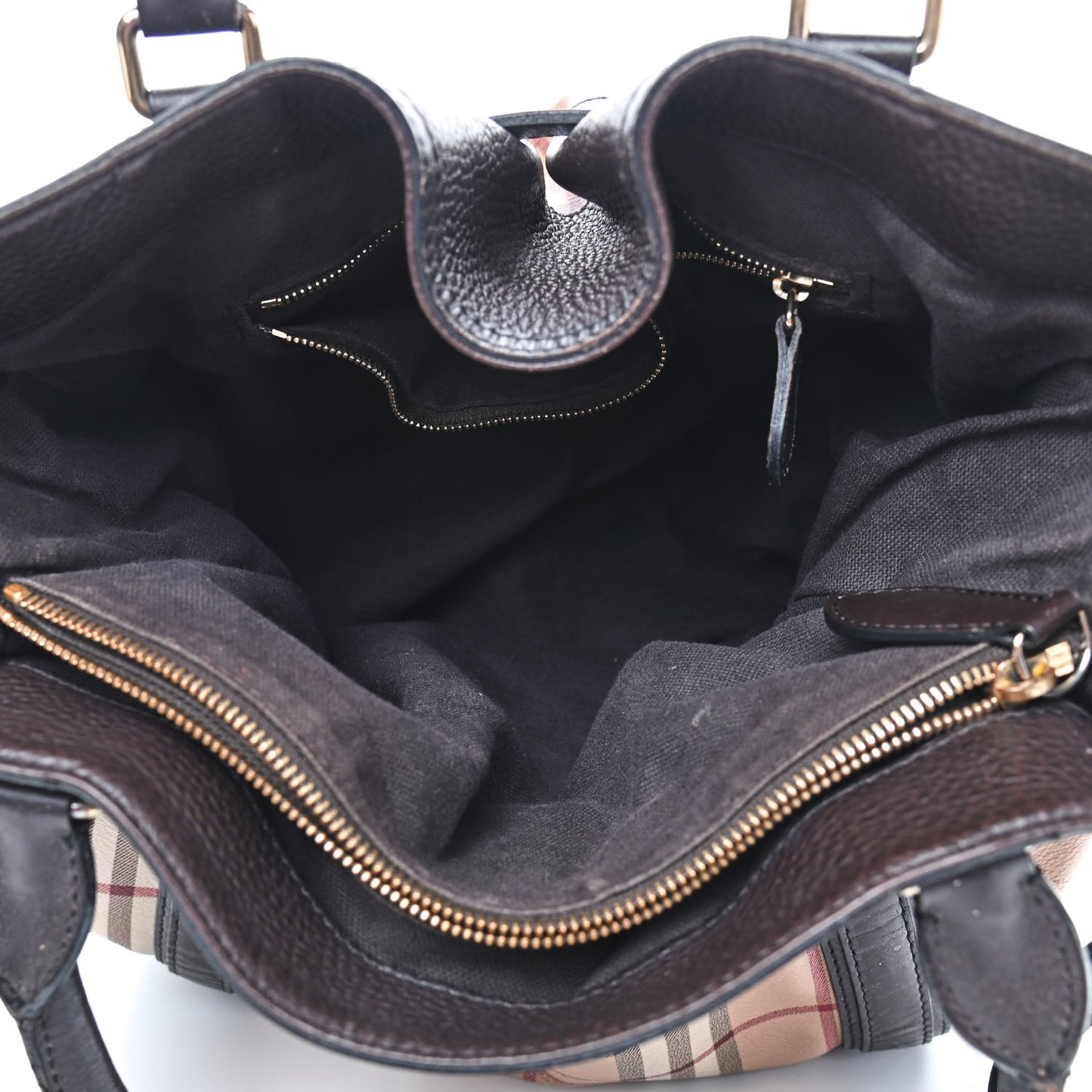 Grained Calfskin Haymarket Check Medium Golderton Tote Chocolate