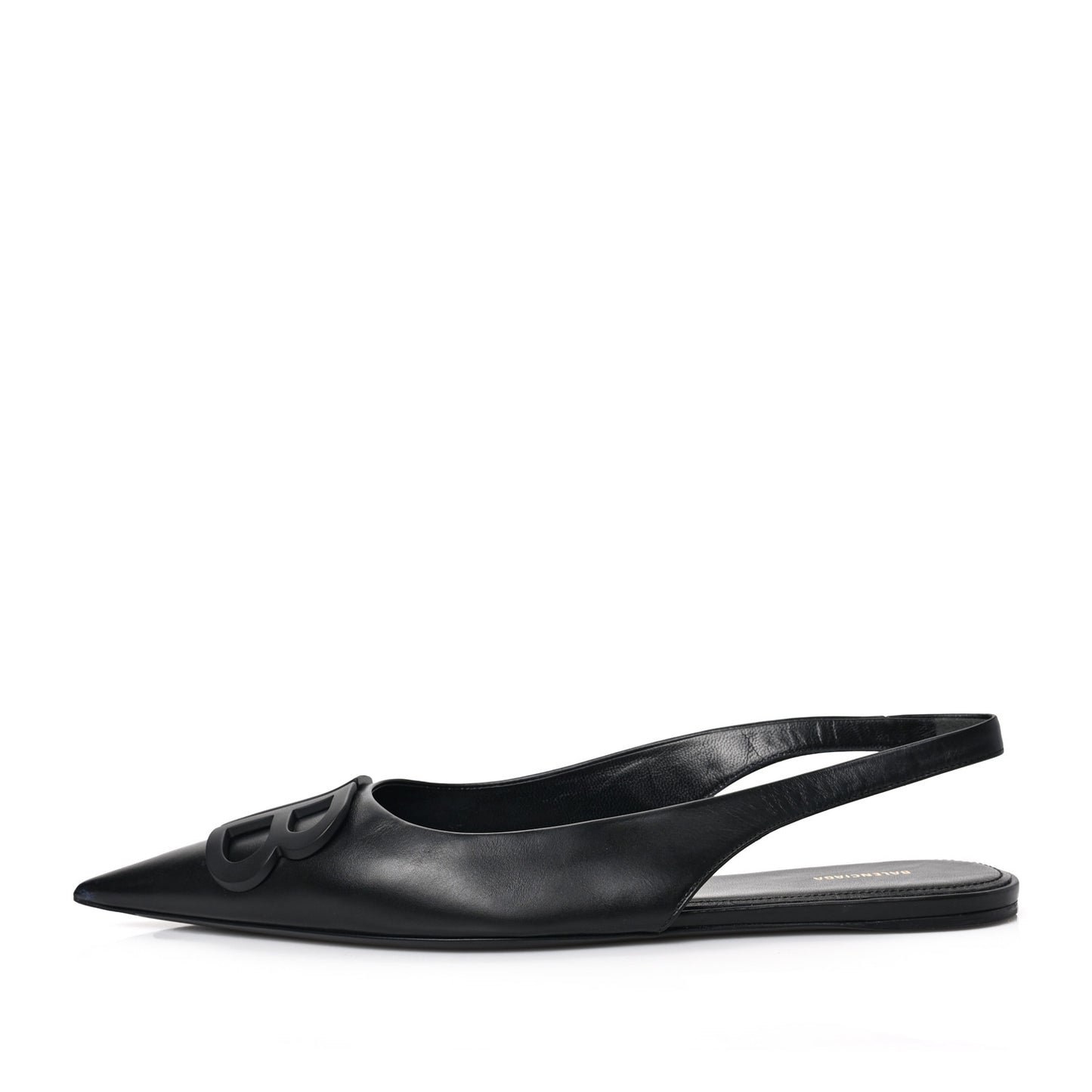 Calfskin BB Knife Pointy Toe Slingback Flats 38 38 Black