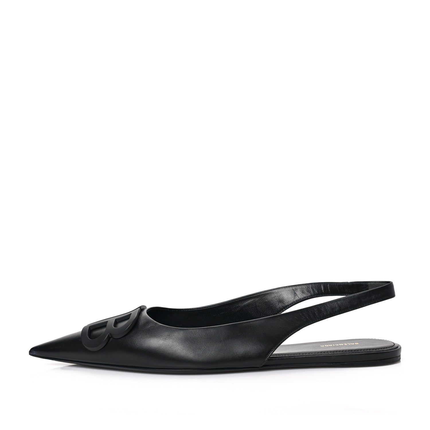 Balenciaga Calfskin BB Knife Pointy Toe Slingback Flats 38 38 Black 1 of 7