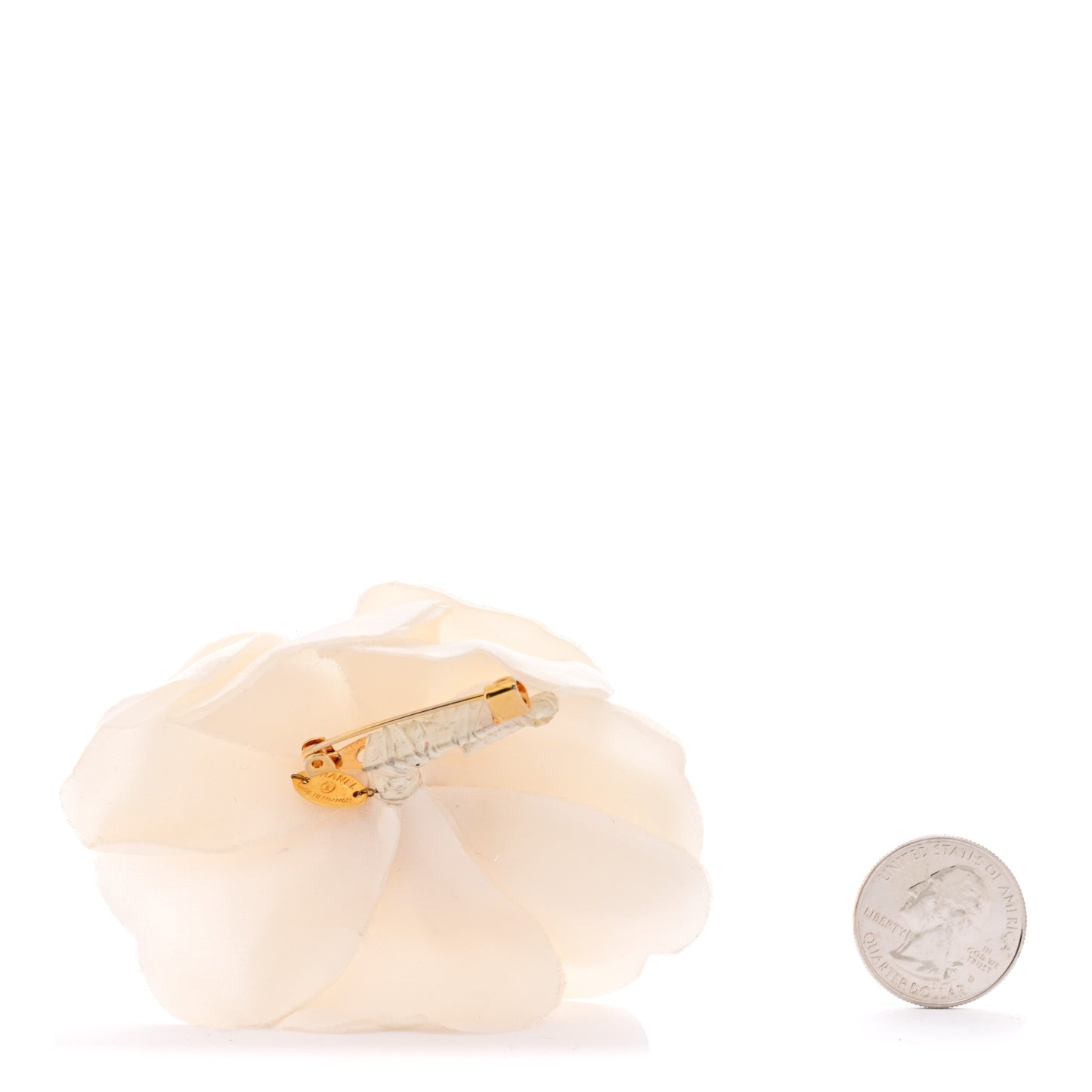 Crepe Satin Camellia Brooch White
