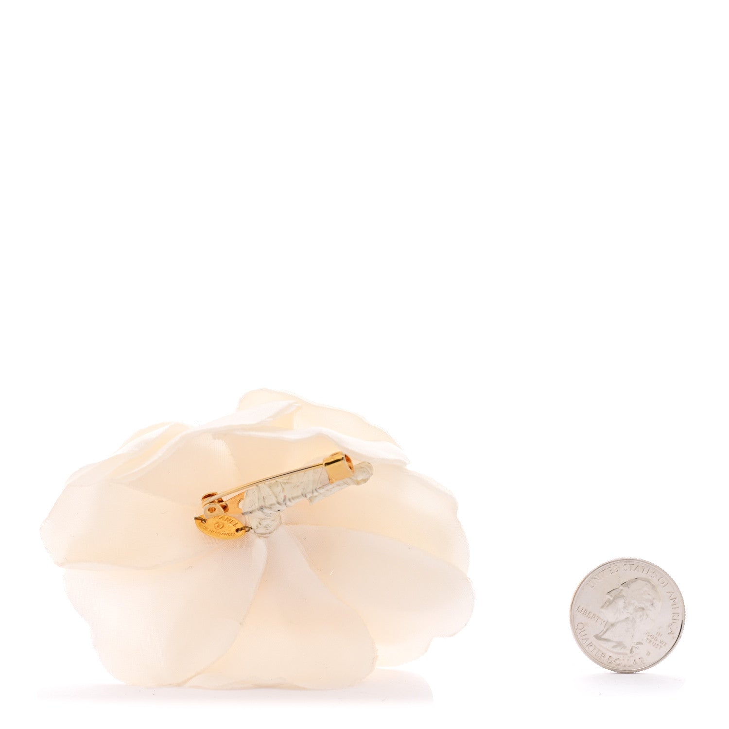 Chanel Crepe Satin Camellia Brooch White 2 of 3