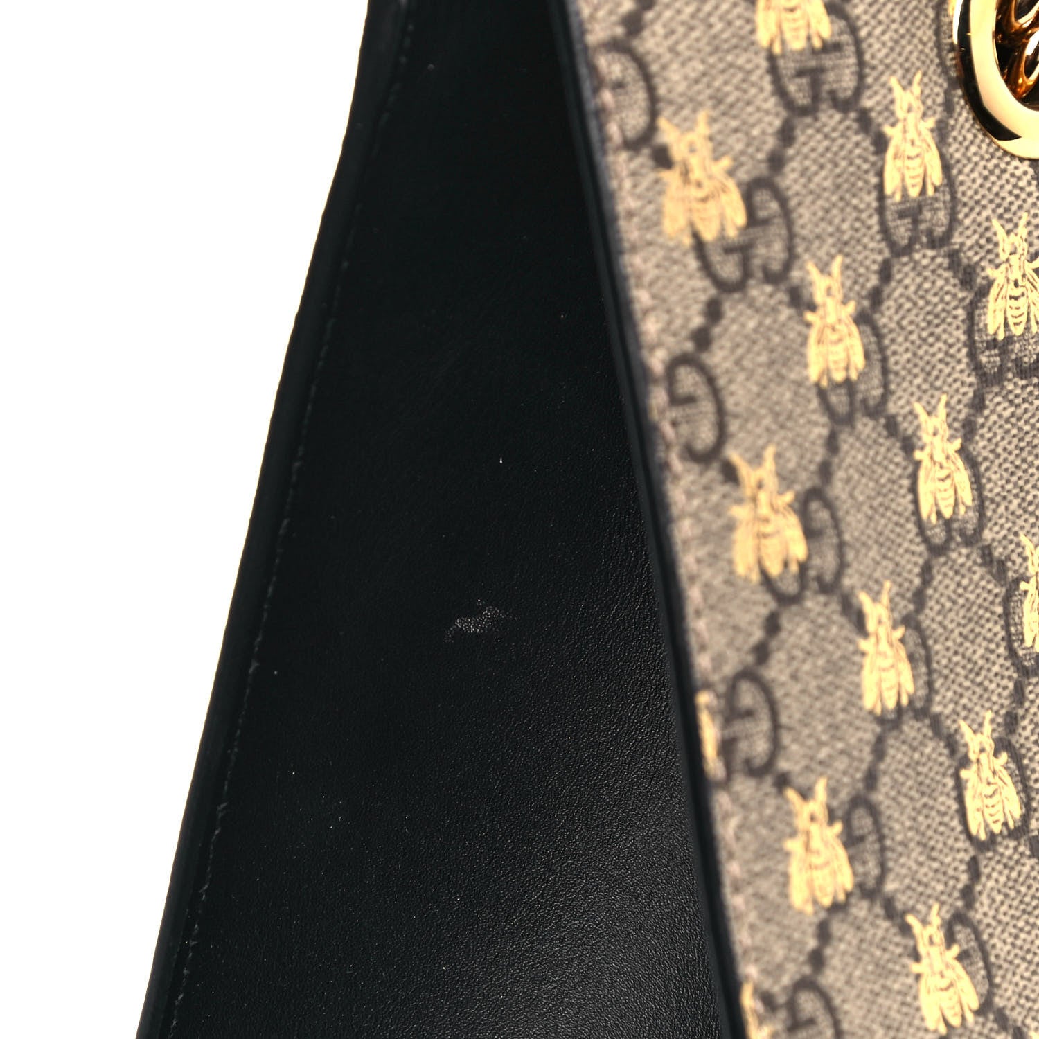 Gucci GG Supreme Monogram Bees Medium Padlock Tote Beige Oro Black 13 of 16