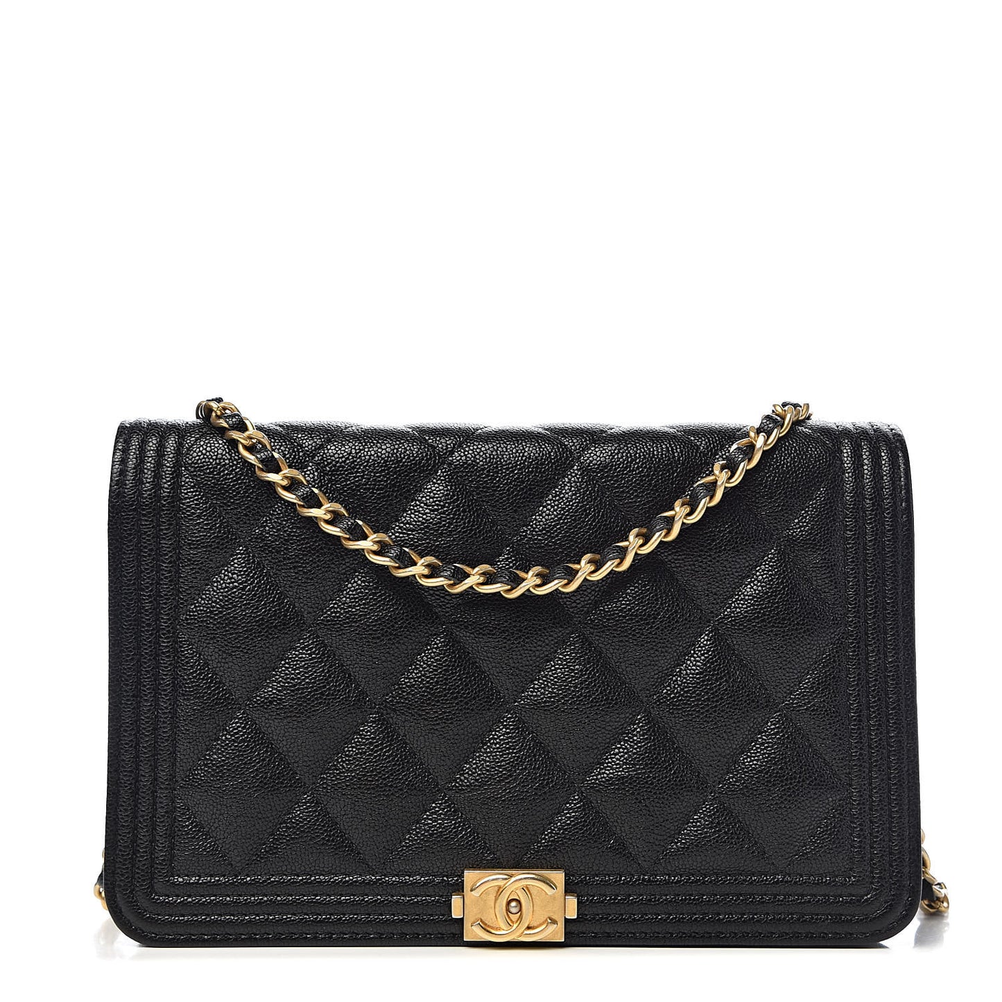 Caviar Quilted Boy Wallet On Chain WOC Black