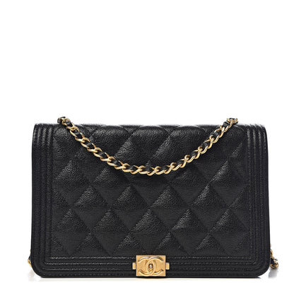 Chanel Caviar Quilted Boy Wallet On Chain WOC Black 1 of 12