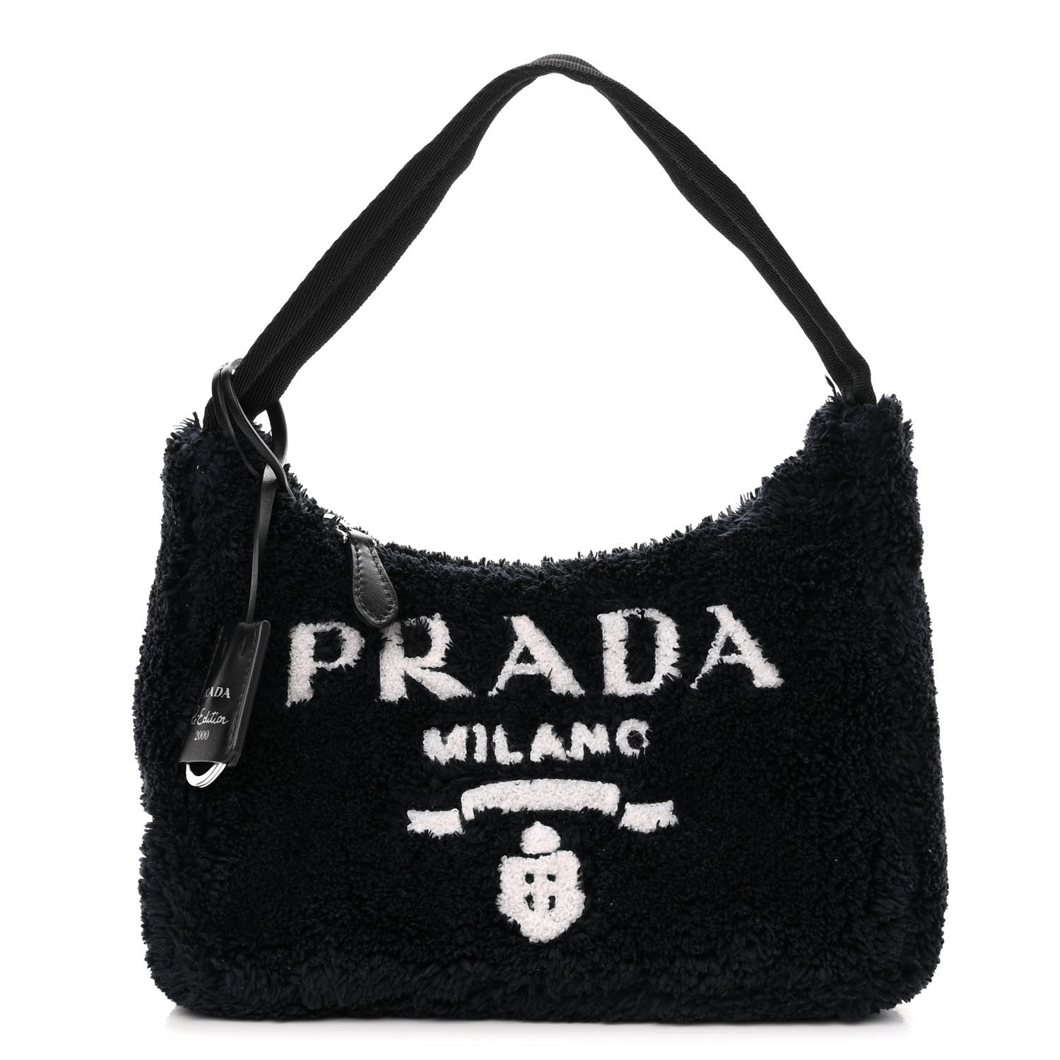 Prada Terry Cloth Mini Re-Edition 2000 Bag Black White 1 of 10