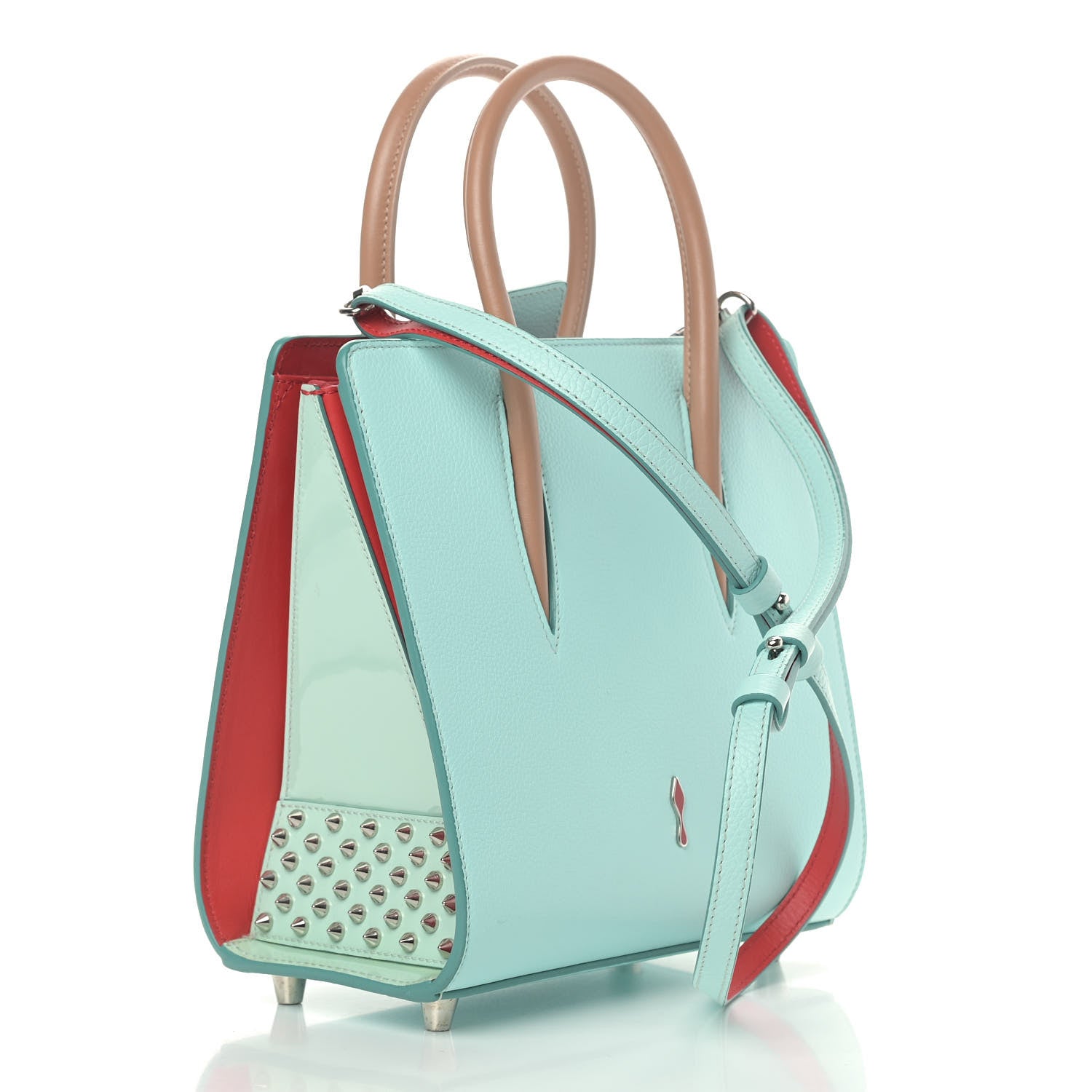 Christian Louboutin Calfskin Studded Small Paloma Turquoise 3 of 9