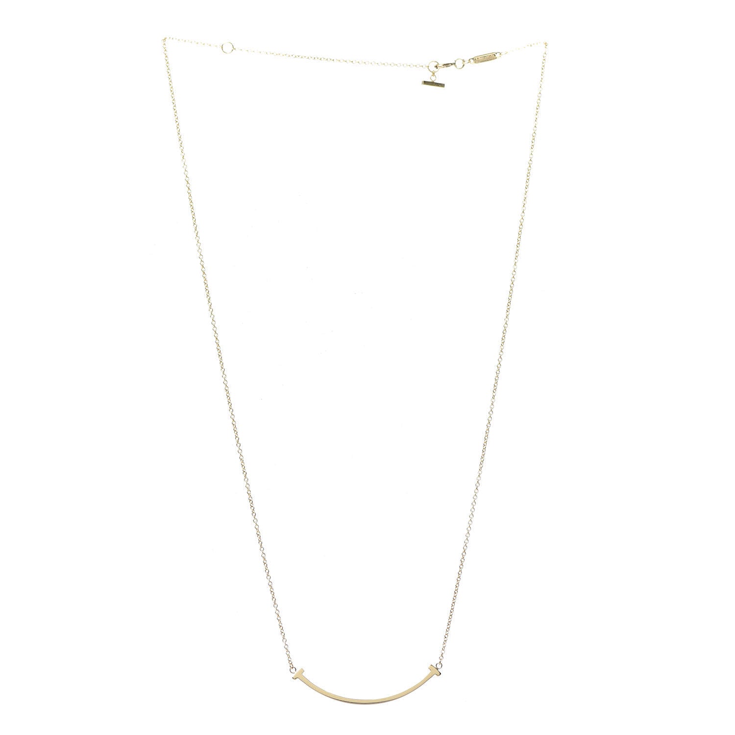 Tiffany 18K Yellow Gold Small T Smile Pendant Necklace 3 of 4