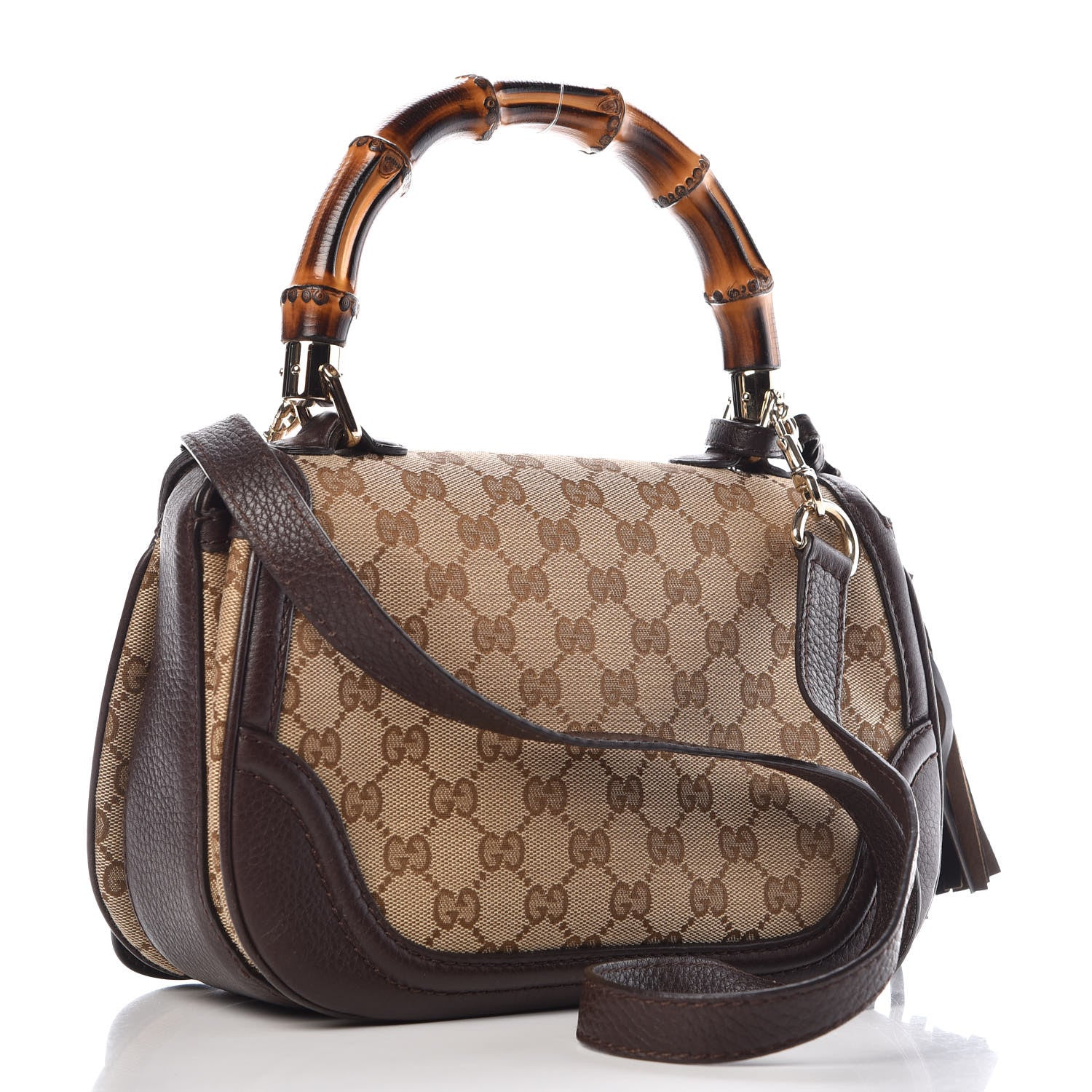 Gucci Monogram Medium New Bamboo Top Handle Bag Dark Brown 4 of 12