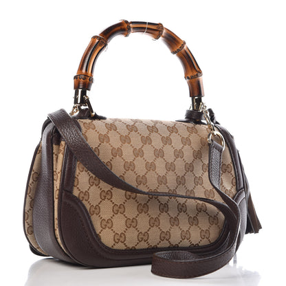 Gucci Monogram Medium New Bamboo Top Handle Bag Dark Brown 4 of 12